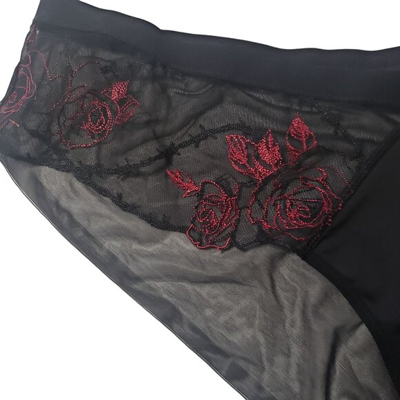 Thistle and Spire Thorn Apart Panty Women's 2X Black Roses Embroidery Mesh NWT - Picture 8 of 10